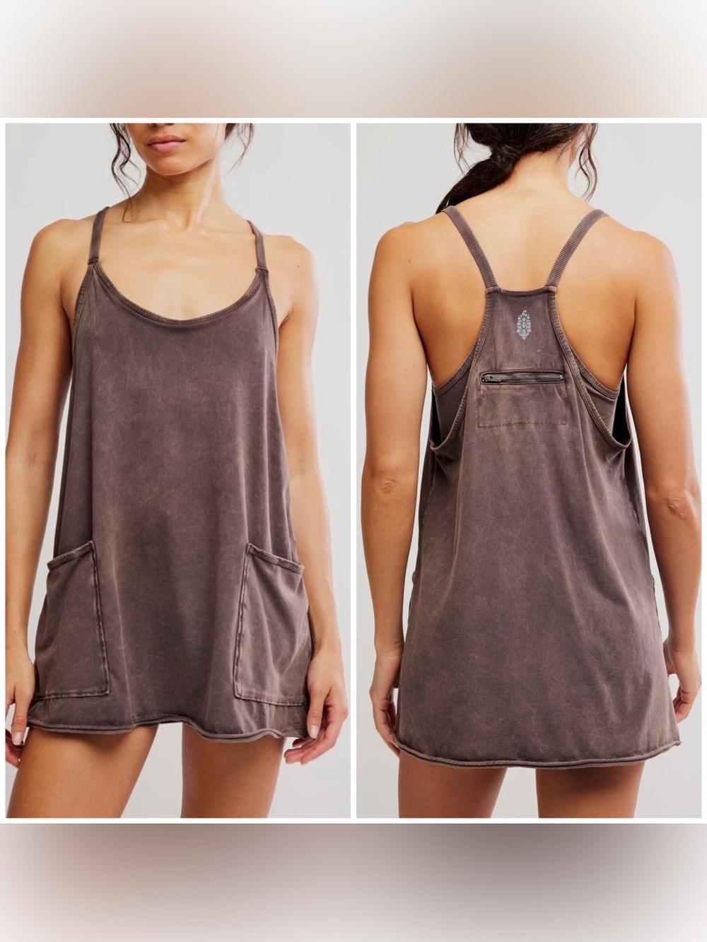 NWOT Free People FP Movement Hot Shot Mini Dress - Chocolate brown - Small